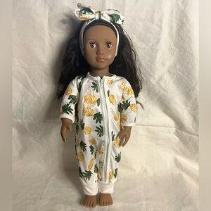 Pineapple Print Doll PJs